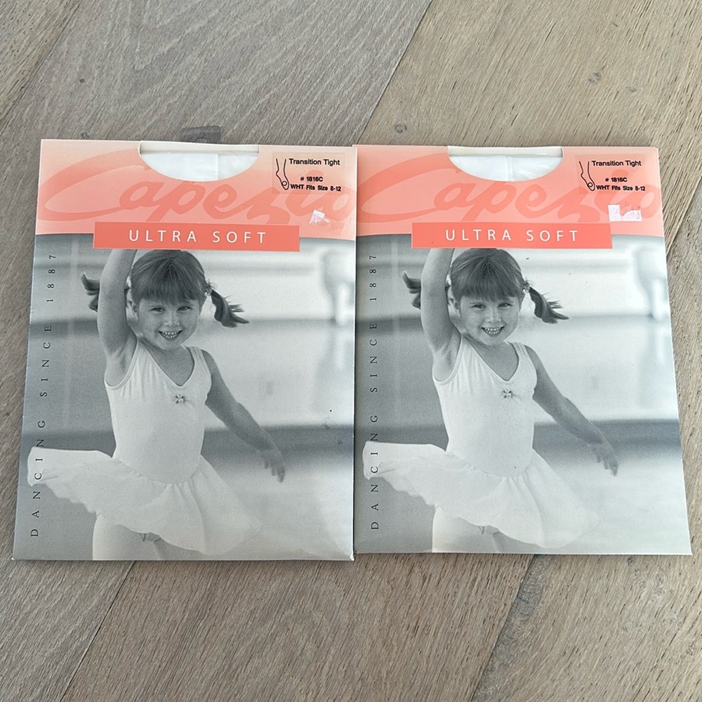 New Capezio Ultra Soft transition white Tights Lot of 3 Size 8-12 Ballet Dance